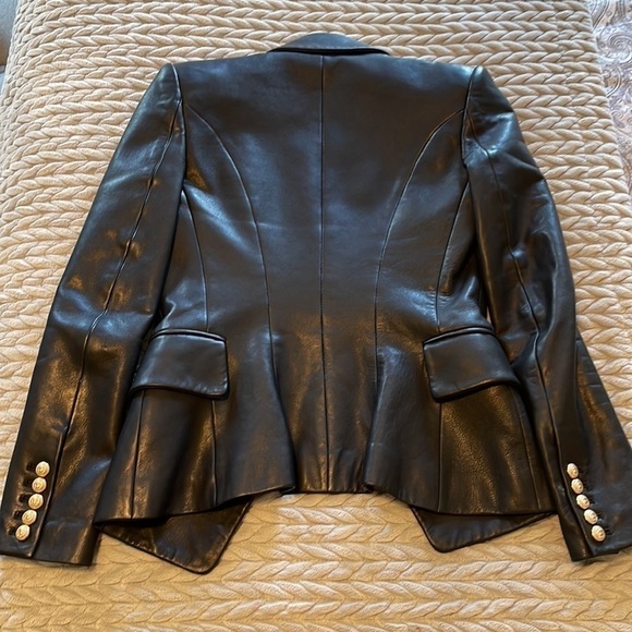 Double-breasted leather blazer - Picture 10 of 15